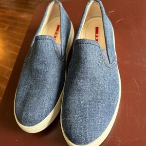 Prada Indigo Denim Slip-On Shoes